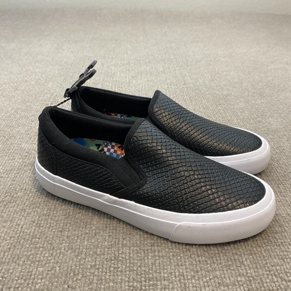 Airwalk Shoes Womens Size 8‎ Black Textured Leather Slip On Sneakers WMAK45GX002